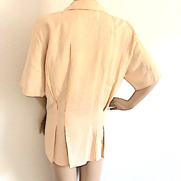 Esprit Blush Pink Linen Fitted Button Up Shirt - Picture 7 of 8